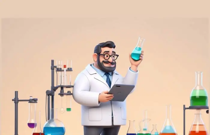 Male Scientist Researching in the Science Laboratory 3D Artwork Illustration image